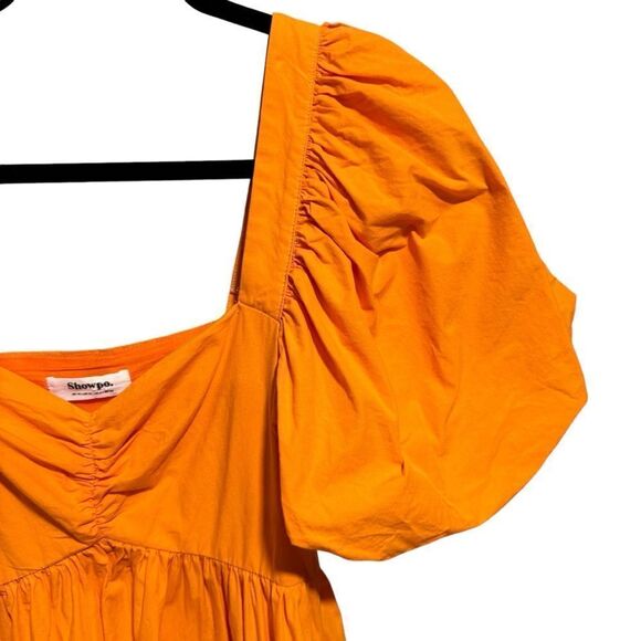 Revolve Showpo. Vashti Tangerine Orange Puff Sleeve Empire Sweetheart Mini Dress - Picture 7 of 8